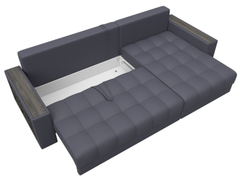 Диван угловой с декором и полкой Лига-050 НПБ, экокожа GRIFON