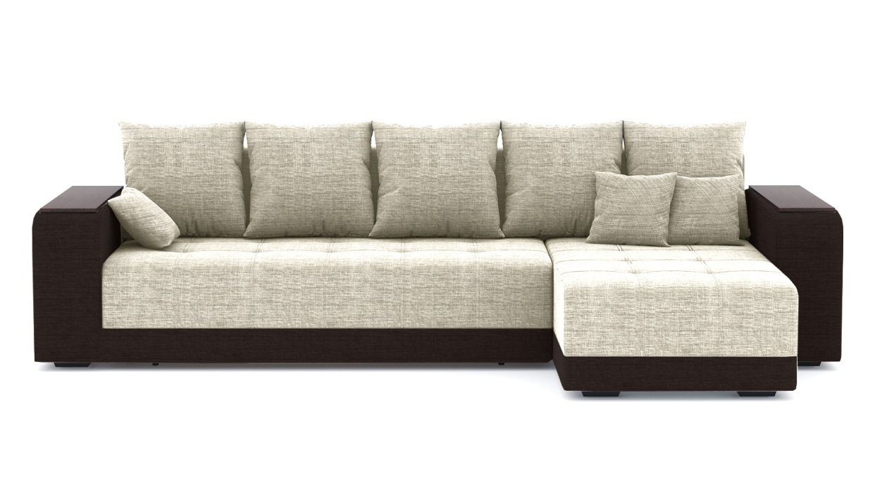 Диваны угловые в гостиную, Диван-кровать угловой Дубай еврокнижка, рогожка + кож.зам