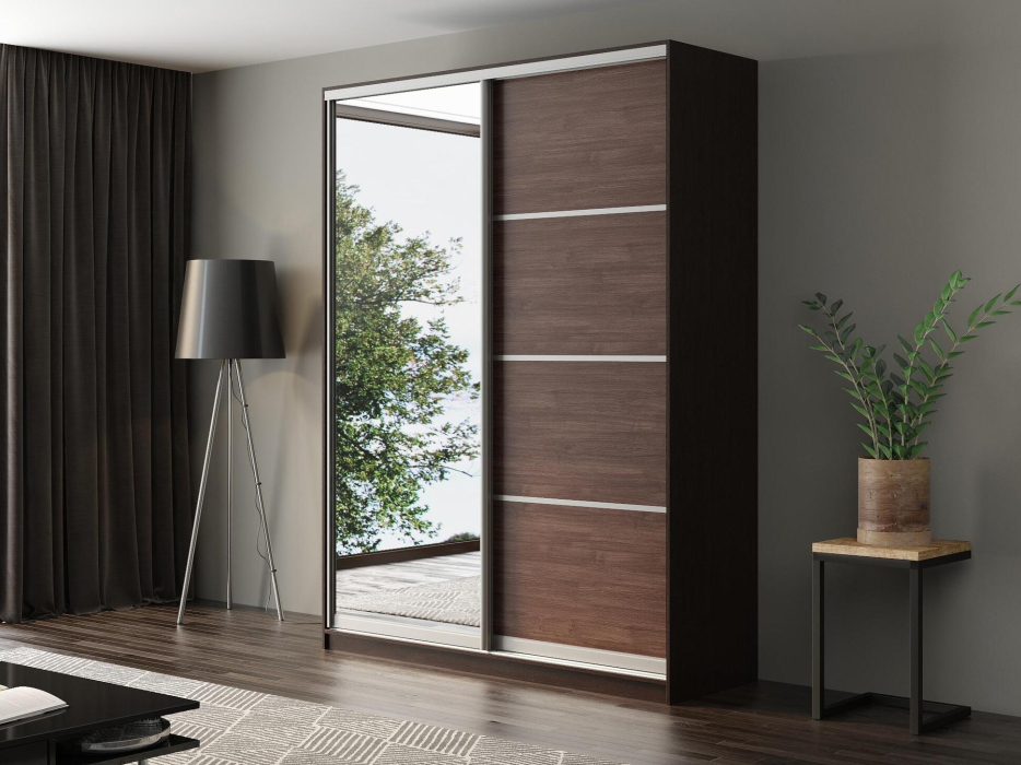 Шкафы-купе, Шкаф-купе Айсберг 180 ВЕНГЕ (шамони темный/зеркало)