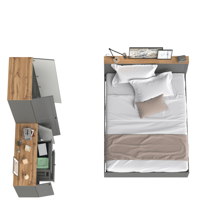 Спальные гарнитуры, Мебель для спальни Остин из кровати 1600 с основанием и шкаф двудверного с комодом 16.221