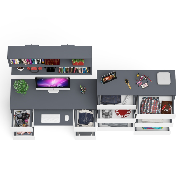 Домашние кабинеты, Комод Мори МК1200.10 со столом компьютерно-письменным и полкой сверху