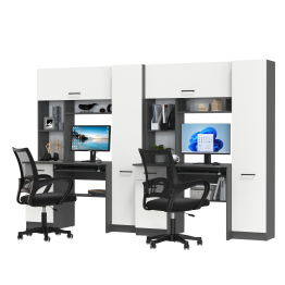 Столы рабочие для двоих с компьютерными креслами Aльфа