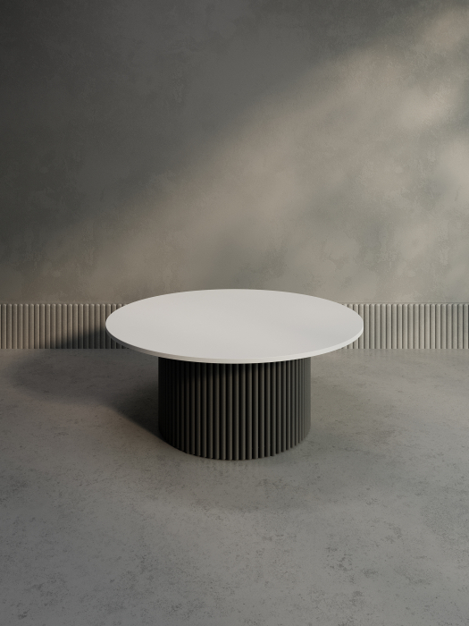 Журнальные столики, Стол круглый журнальный с черным металлическим подстольем GENGLASS TRUBIS Wood 100