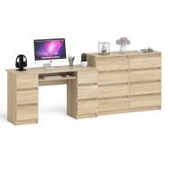 Компьютерные столы, Стол компьютерный МС-2 ящики слева и справа и комод МК1200 8 ящиков Мори