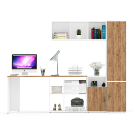 Место для работы и учёбы Лидер-8 из стола с  полкой и тумбы с пеналом МД 21Б