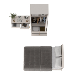 Столик с кроватью на 1200 Афина и шкаф-комодом двухдверным