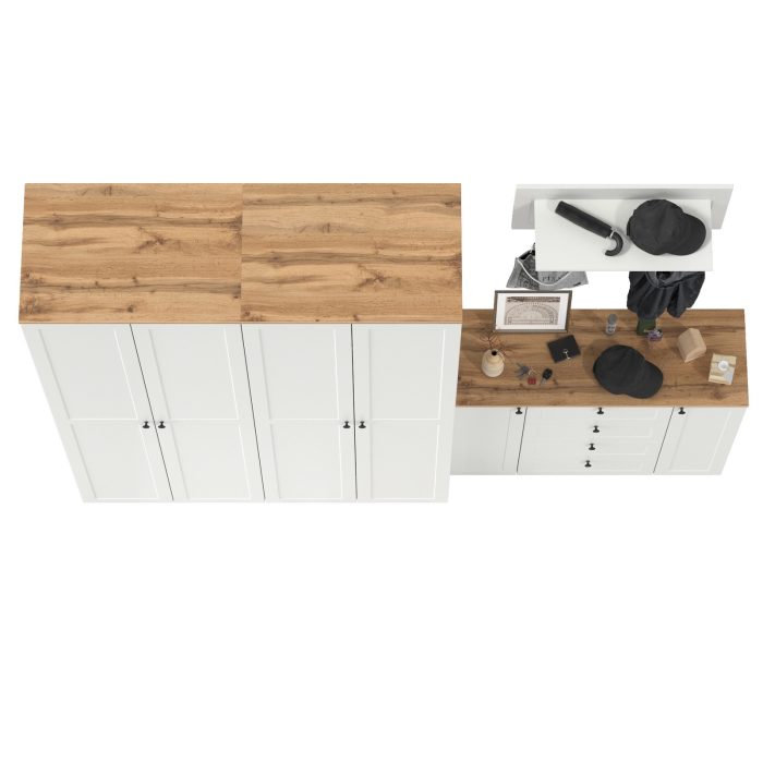 Прихожие, Комод четыре ящика с настенной вешалкой и двумя платяными шкафами Остин