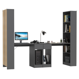 Два компьютерных стола со стеллажом Лайт 10.01