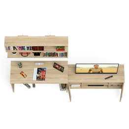 Широкая тумба Мори 1200 с письменным столом 1200.1 и полкой 