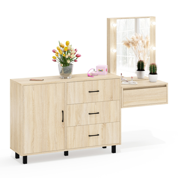 Туалетные столики, Комод с дверками и ящиками 122-1204 и косметический столик навесной с подсветкой