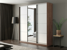 Шкафы-купе, Шкаф-купе Айсберг 220 ШАМОНИ ТЕМНЫЙ (белый/зеркало)