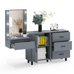 Стол косметический навесной с подсветкой и тумба-комод 123-1204.