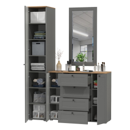 Комод четыре ящика и две дверки с пеналом для прихожей и зеркалом Остин