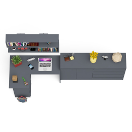 Угловой компьютерный стол с тремя ящиками Мори МС-16 левый с тумбой-комодом и книжной полкой