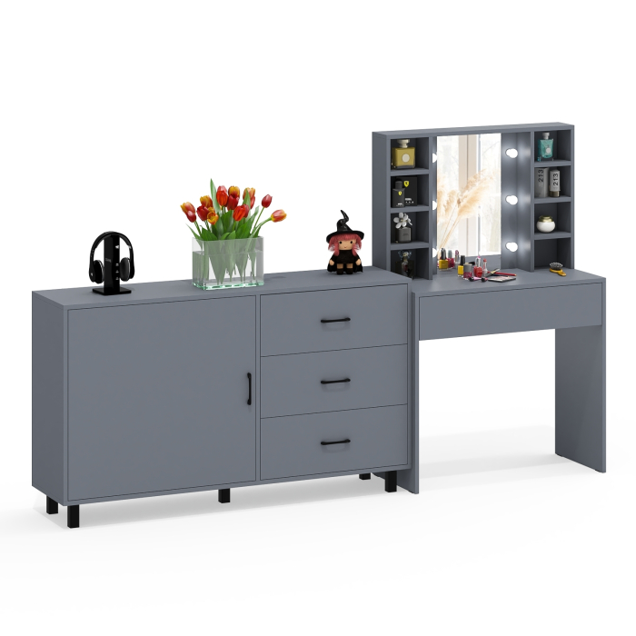 Туалетные столики, Столик туалетный с полочками и с подсветкой и комод 122-1504