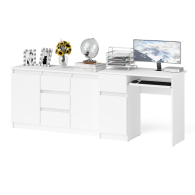 Домашние кабинеты, Комод-тумба Мори МК1200 3 ящика и две дверки со столом компьютерным МС-1 левым Мори