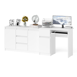 Комод-тумба Мори МК1200 3 ящика и две дверки со столом компьютерным МС-1 левым Мори