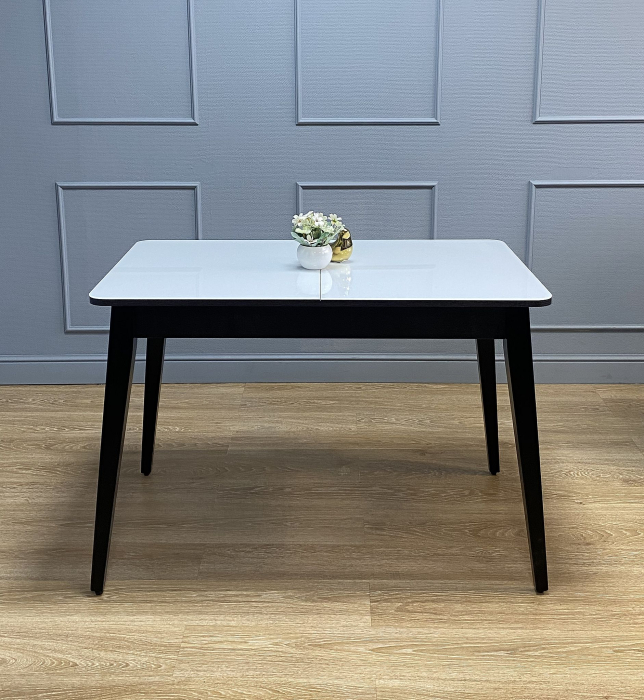 Обеденные столы, Стол KENNER 1100 M раздвижной, стекло белое глянец