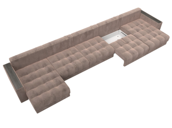 Диван П-образный с декором Лига-049 НПБ Мегалонг, велюр TOWER