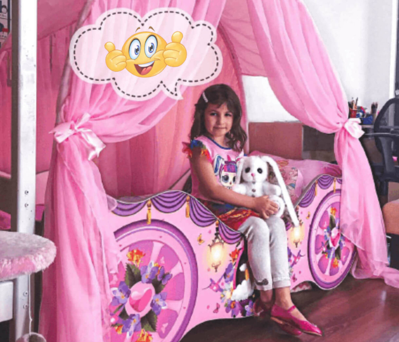 Кровати-домики, Кровать детская КАРЕТА ПРИНЦЕССА 4.0 для девочки, 155х85х60 (h160)