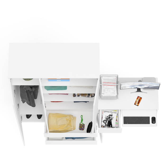 Домашние кабинеты, Компьютерный стол с тумбой с дверкой и ящиком левый и шкаф-комод Мори МШ1200-1