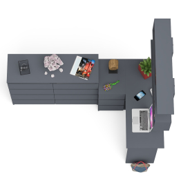 Книжная полка Мори 1200 с комодом 1200.8 и компьютерным столом МС-16 левым