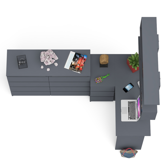 Домашние кабинеты, Книжная полка Мори 1200 с комодом 1200.8 и компьютерным столом МС-16 левым