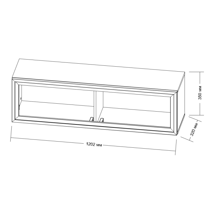 В гостиную, Шкаф навесной горизонтальный со стеклом Шарлиз
