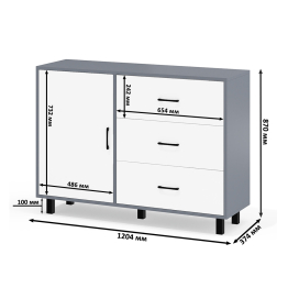 Стол туалетный для спальни с лампочками СТ-5 и тумба-комод 122-1204