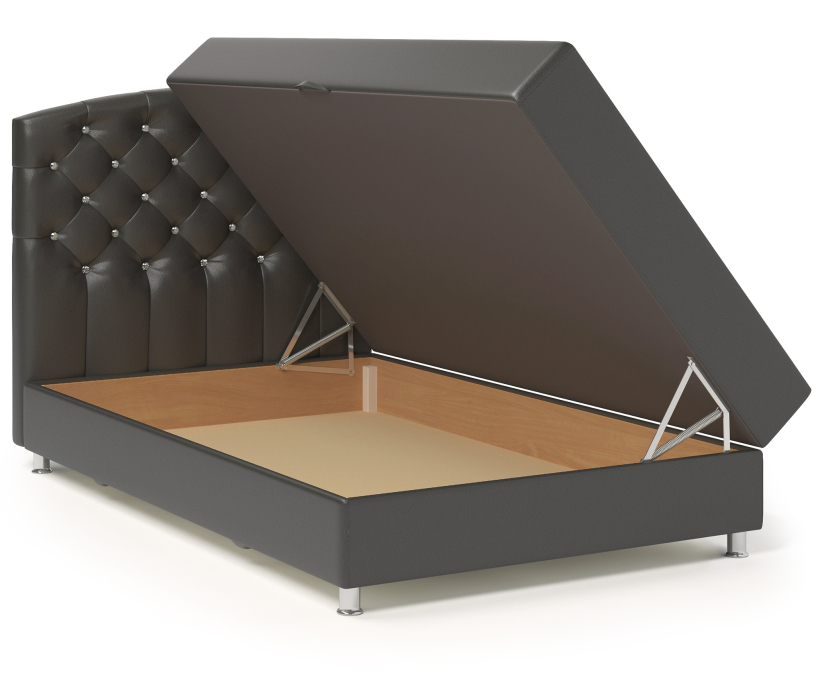 Мягкая кровать, Кровать тахта Премиум Люкс 140 с подъемным механизмом, рогожка / экокожа