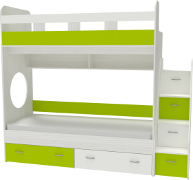 Двухъярусная кровать Юниор 1 90x200, Белое Дерево