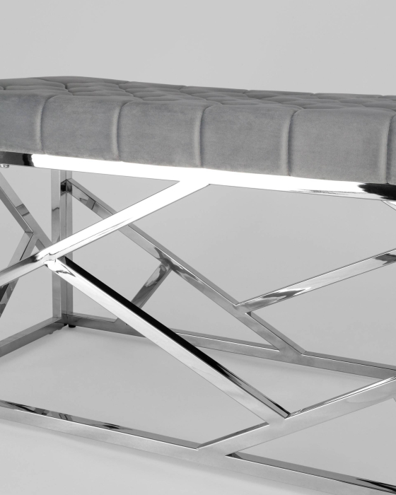 Банкетка в прихожую, Банкетка-скамейка АРТ ДЕКО (Сталь серебро)