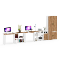 Домашние кабинеты, Место для работы в домашнем офисе Лидер-8 для двоих человек из столов с тумбой 3.19 и шкафа 20Б