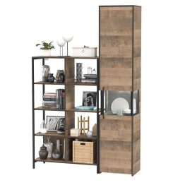 Стеллаж 13.151.02 и шкаф-пенал с витриной с подсветкой Трувор