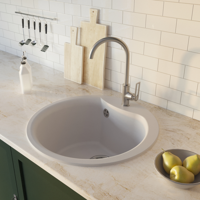 Кухонные мойки, Мойкa ML-GM12 круглая, 480мм (глуб. чаши 210) NEW*