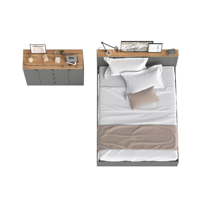 Спальные гарнитуры, Комод-тумба Остин 16.221 и двуспальная кровать с основанием