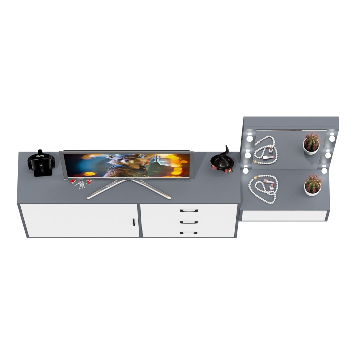 Туалетные столики, Стол косметический навесной с подсветкой и комод 122-1504