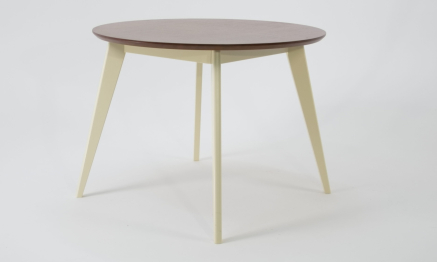 Стол Сканди К 100 слоновая кость/орех со стульями Франк орех рогожка серый