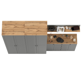 Прихожая Остин из двух платяных шкафов, комода и открытой полки