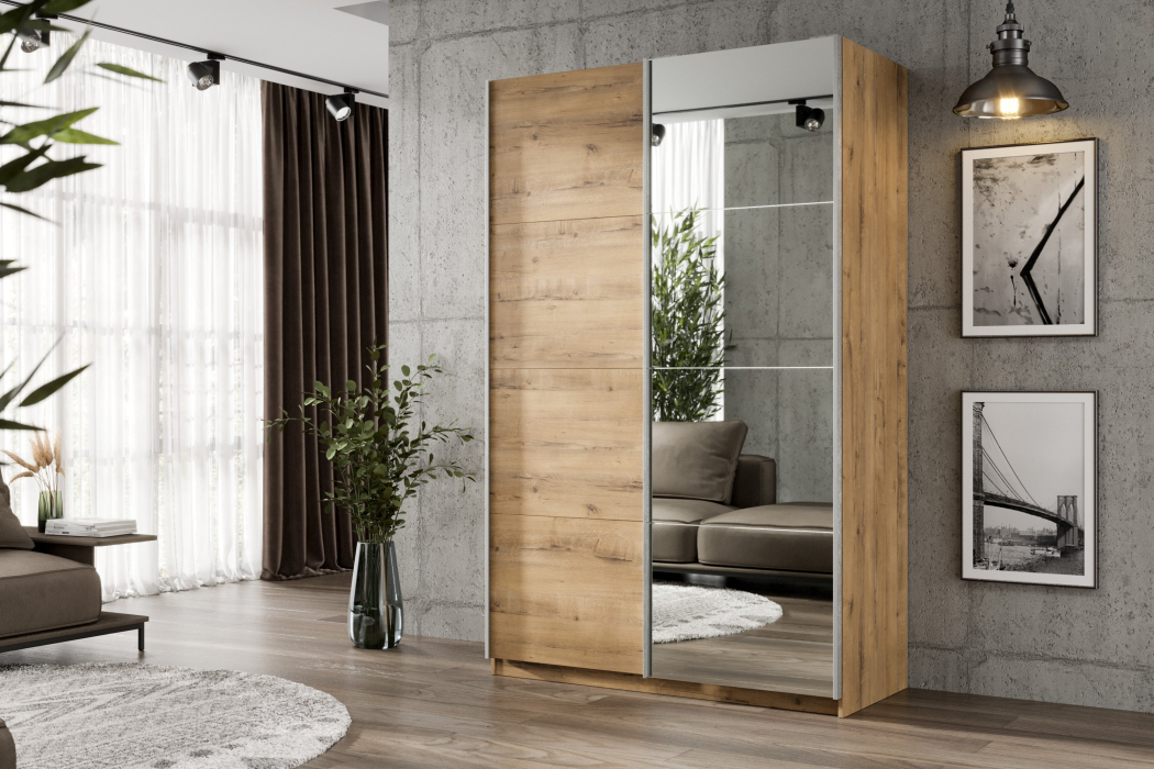 Шкафы-купе 2-х дверные, Шкаф-купе Smart 1222 2х дверный (фасады ЛДСП,зеркало) профиль серебро