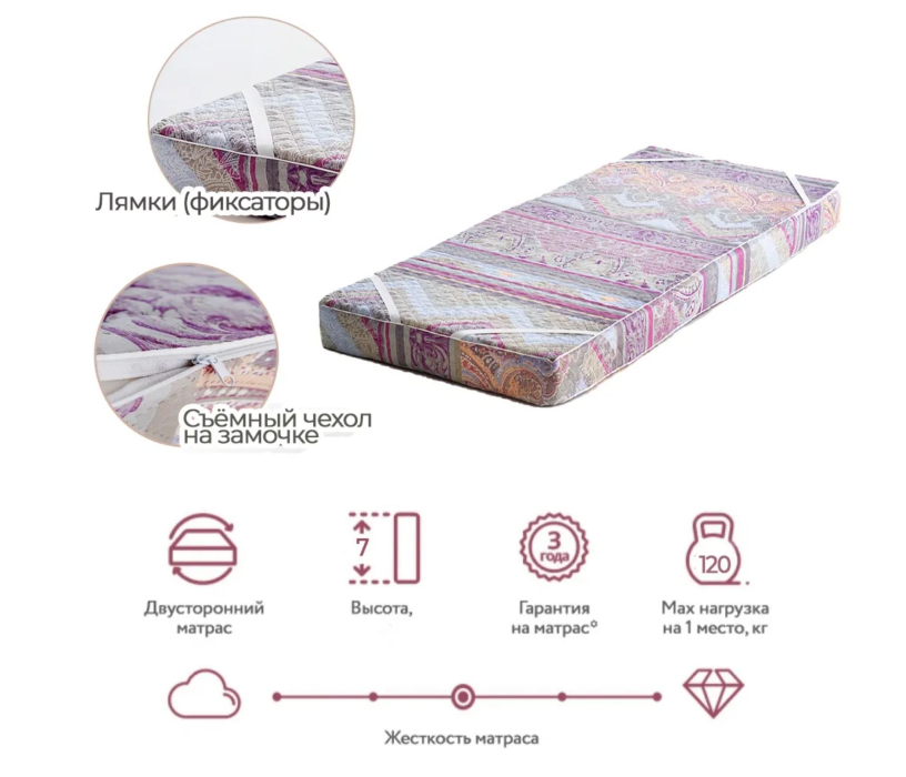 1600 x 2000, Матрас беспружинный Big House цветной 7 см, 160х200