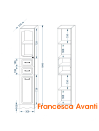 Пенал Francesca Avanti Империя 30, с подсветкой, правый