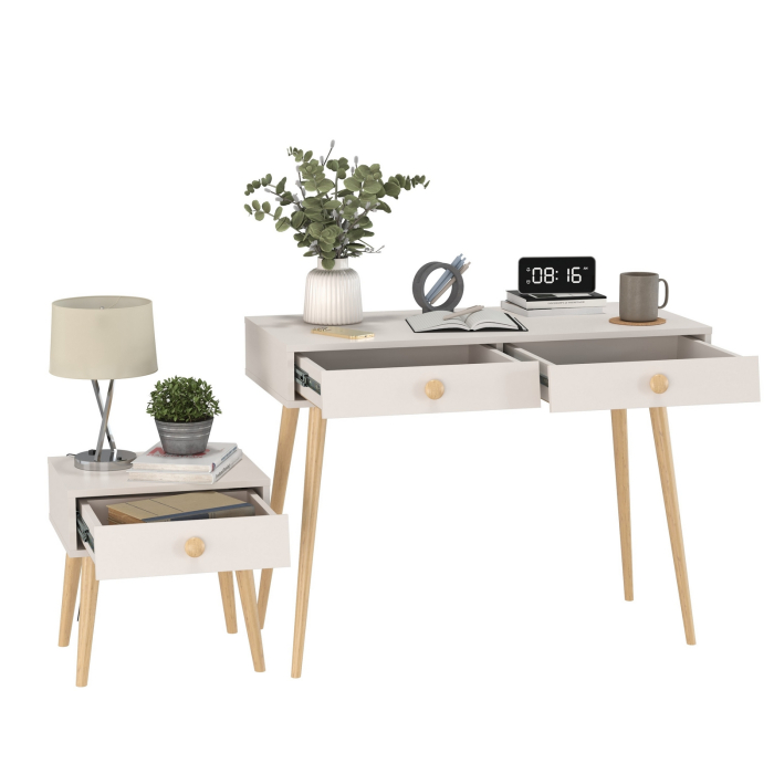 Туалетные столики, Тумба прикроватная Афина со столом с ящиками и на ножках