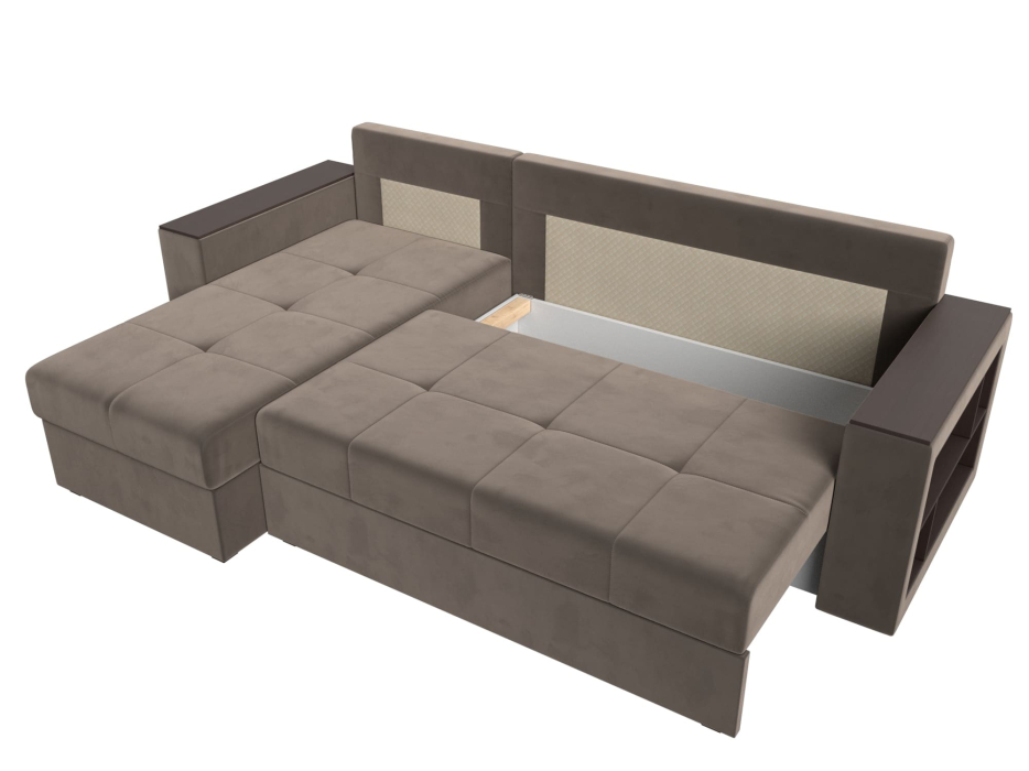 Диваны угловые в гостиную, Диван угловой Дубай Лайт, велюр, левый угол