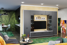 Стенки для гостиной, Модульная гостиная Грейс композиция 6  Снежный Ясень