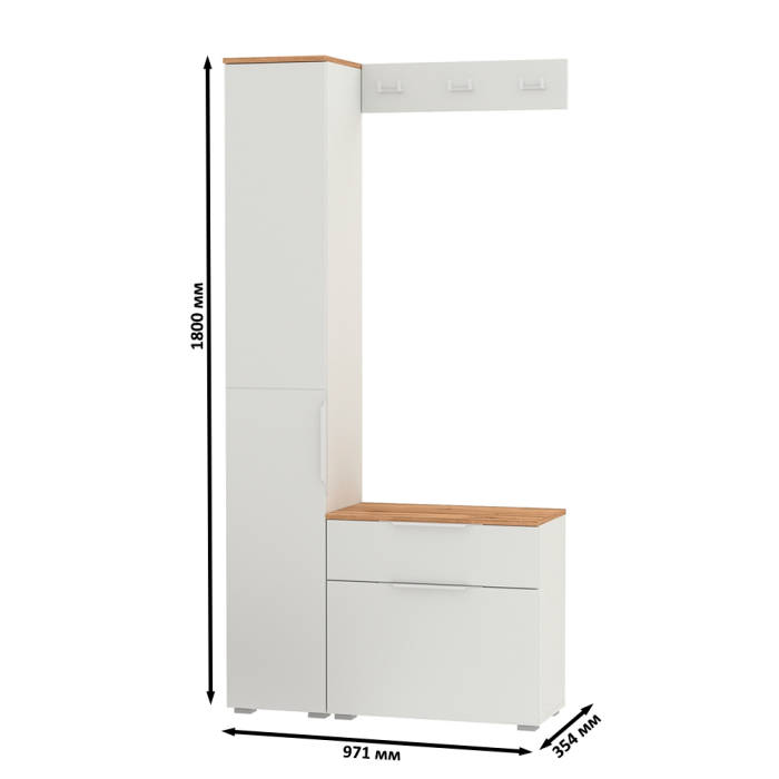 Прихожие, Обувница с вешалкой для верхней одежды и пеналом Октава.