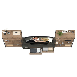 Два открытых стеллажа с полками и ТВ-тумба Трувор