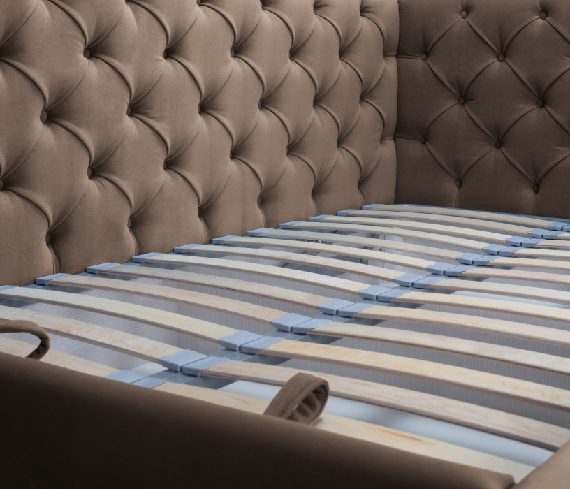 Мягкая кровать, Кровать с мягким изголовьем угловая Оливия 900, микровелюр