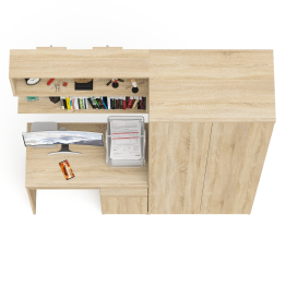 Компьютерный стол однотумбовый правый с ящиком и верхней полкой и платяной шкаф Мори МШ8001