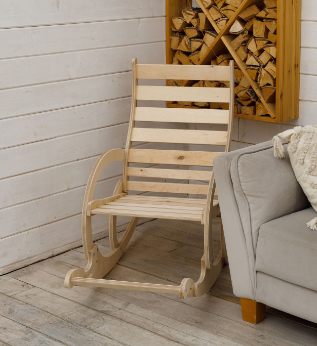 Кресла, Кресло-качалка НЕАПОЛЬ с подножкой без покраски